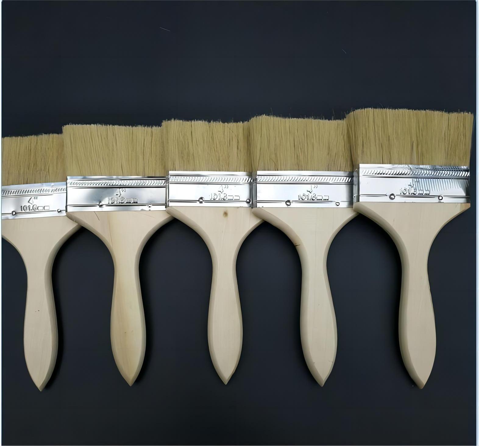 Wall Paint Application with 4 inch Pure Bristles Paint Brush and White Wood Handle