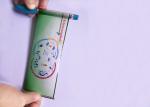 Transparent plastic banner gel ink pen in red or blue with 180mmX68mm size color