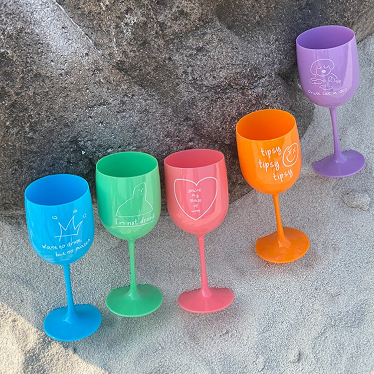 15.5oz Reusable Plastic Wine Glasses Dishwasher Safe FDA Black Moet Champagne Glass