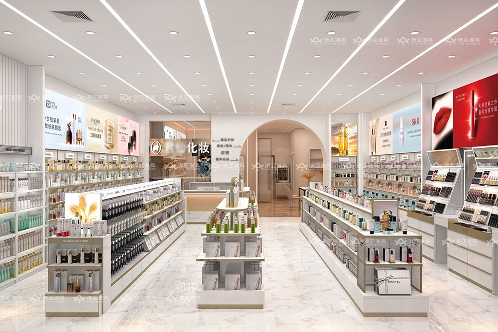 Space-saving Store Display Furniture Retail Display Cabinet for Cosmetic Store Fixtures and Perfume Shop Design