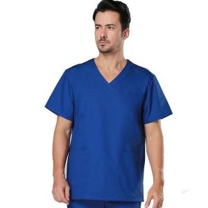 Quality Strech Solid Color Hospital Scrub Suit Blue Medical Custom Logo wholesale
