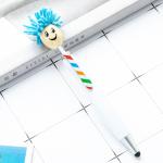 Cute Cartoon Plastic Ball Pen Doll Head Touchscreen Ballpoint Pens Kids Gift