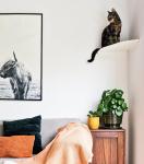 Steel Wall Cat Climbing Shelf with Copper Perches and Scratching Post Heavy Duty