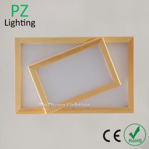 Quality TWO tiers rectangle wood ceiling lamp with SMD LED light,high quality Thailand Oak wood wholesale