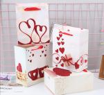 Red Heart Love Pattern Paper Gift Bags Custom Logo For Valentine 'S Day Wedding