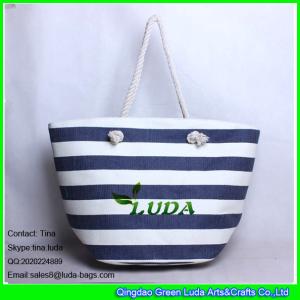 Quality LUDA green logo printed striped paper straw bag fashion large straw tote wholesale