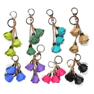 Quality Rose PU Leather Keychain wholesale