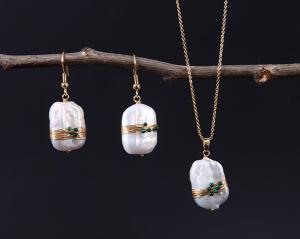 Quality Natural Baroque Pearl necklace natural metallic baroque pearl necklace special pearl pendant necklace Jewelry Set wholesale