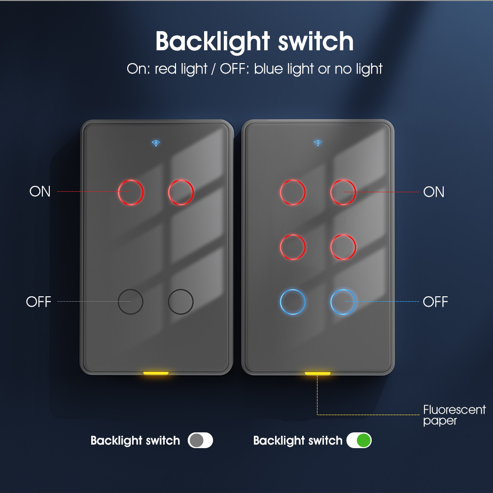 Tuya WiFi Switch Timing 6 Gang Voice App Alexa Google Home No Neutral Wire WiFi RF433 US Light Switch Smart Home