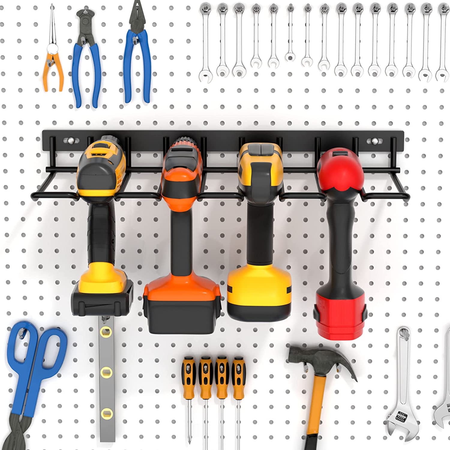 Wall Storage Power Tool Organizer And Heavy Duty Rack For Garage Pegboard Workshop