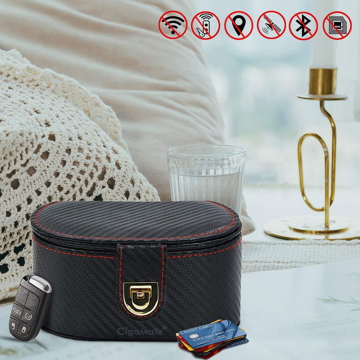 Oval Signal Blocking Box , RFID Blocking Key Fob Protector Privacy Protection