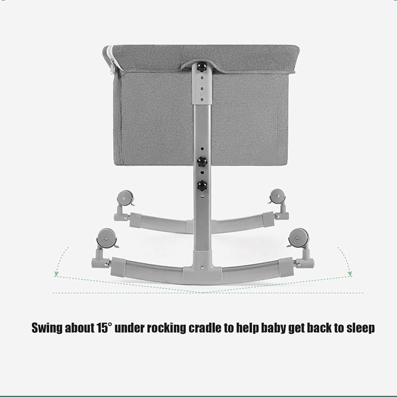 with Wheels, Cot with Mattress, Adjustable Bassinet, Side Bed, with Storage Basket, Mosquito Net, Foldable Portable Baby