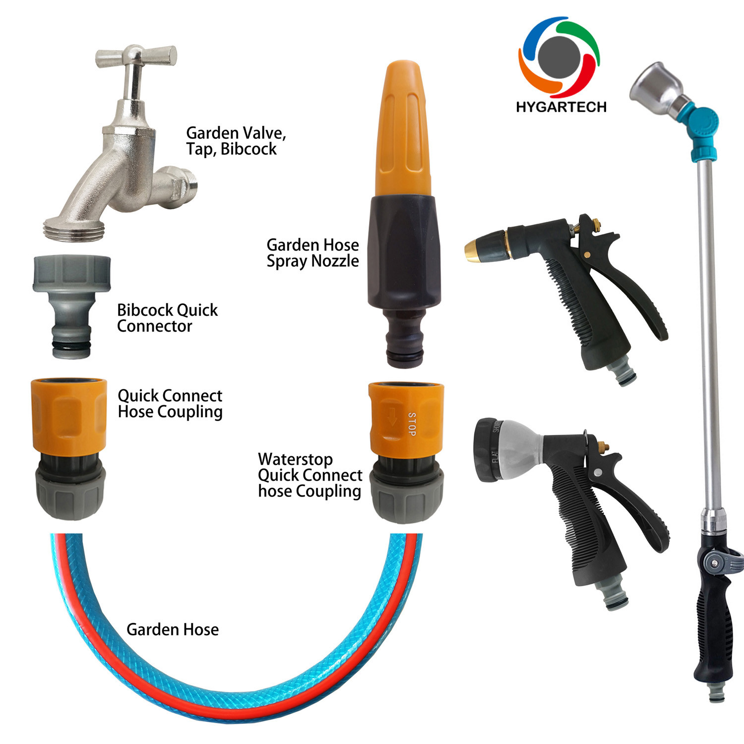 Plastic Garden Hose Spray Nozzle W/ Easy Quick Click Connection