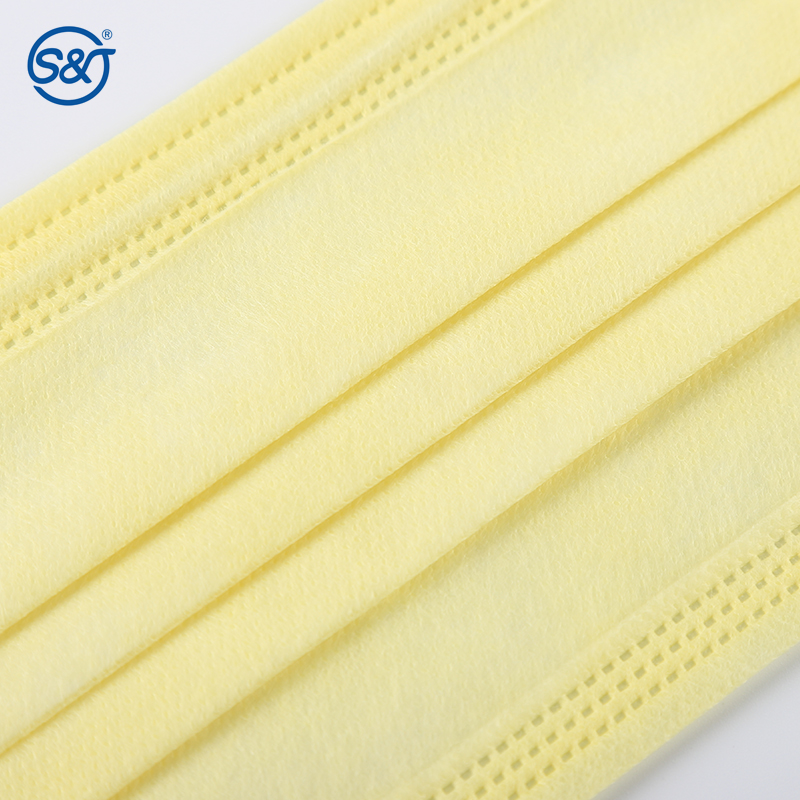Yellow 4 Ply Disposable Face Masks Disposable Breathing Mask Cotton Ear Loops