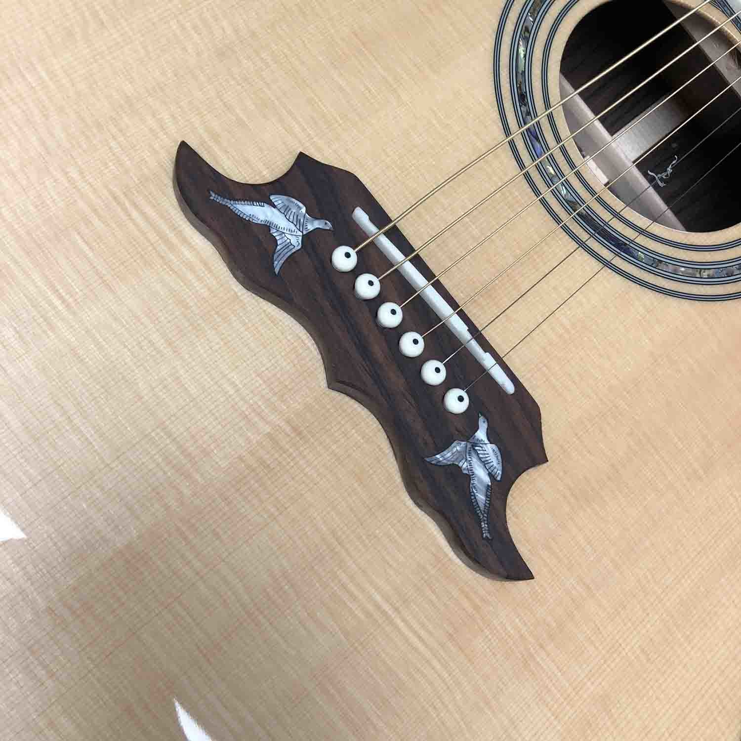 Custom Dove Style 6 Strings 41 inch Solid Rosewood Back Side Spruce Top OEM Acoustic Guitar in Natural Color