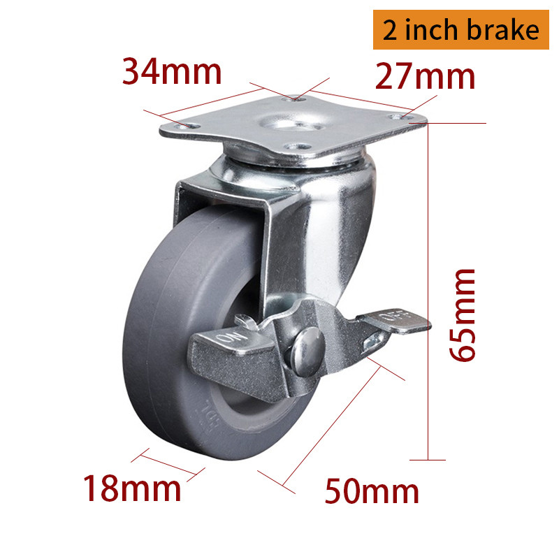 EDL Mini Caster Wheels 2inch 30kg Plate TPE Caster by Rigid , Swivel and Break type 202P-52