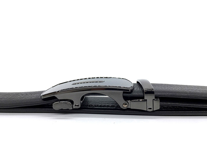 Gunmetal Automatic Buckle Genuine Leather Dress Belt / Business Mens Ratchet Belt