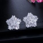 Flower Stud Earrings Women Luxury Shiny CZ Earring Fashion Contracted Wedding