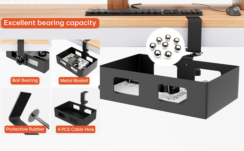 Organize Your Workstation with Cable Management Tray and Under Desk Swivel Organizer