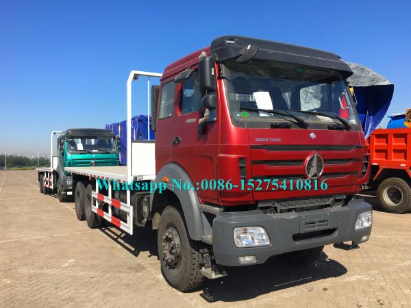 Ruby red color Beiben 6x4 2638PZ 25 30Ton 380hp Heavy Off Road Container Flat