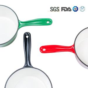 Quality 16cm Red Enameled Iron Cast Saucepan Pot With Long Handle wholesale