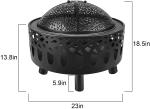23 Inch Barbecue Outdoor Fire Pit Wood Burning Large Round Portable