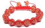 Adjustable Shamballa Bracelet, Red Rhinestone Ball