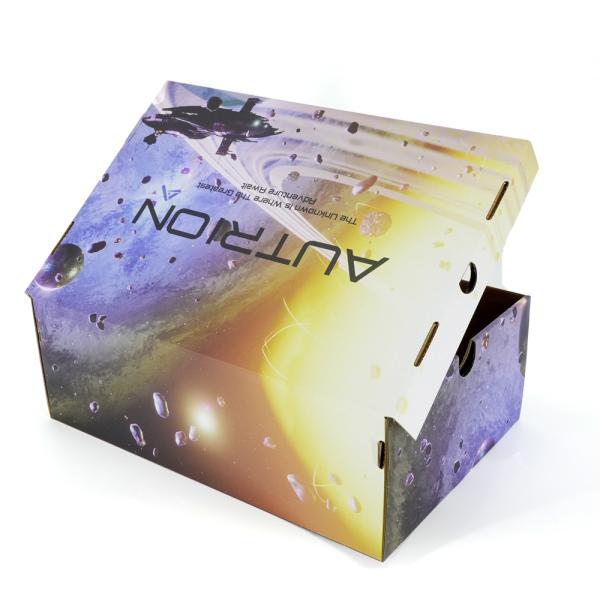 Purple Color Print Empty Corrugated Cardboard Shoe Display Box Luxury Foldable