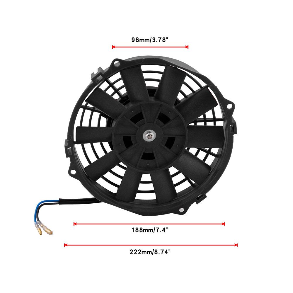 Universal 12 Inch Straight Blade Cooling Fan for Mazda Vehicles' Radiator in Black Plastic