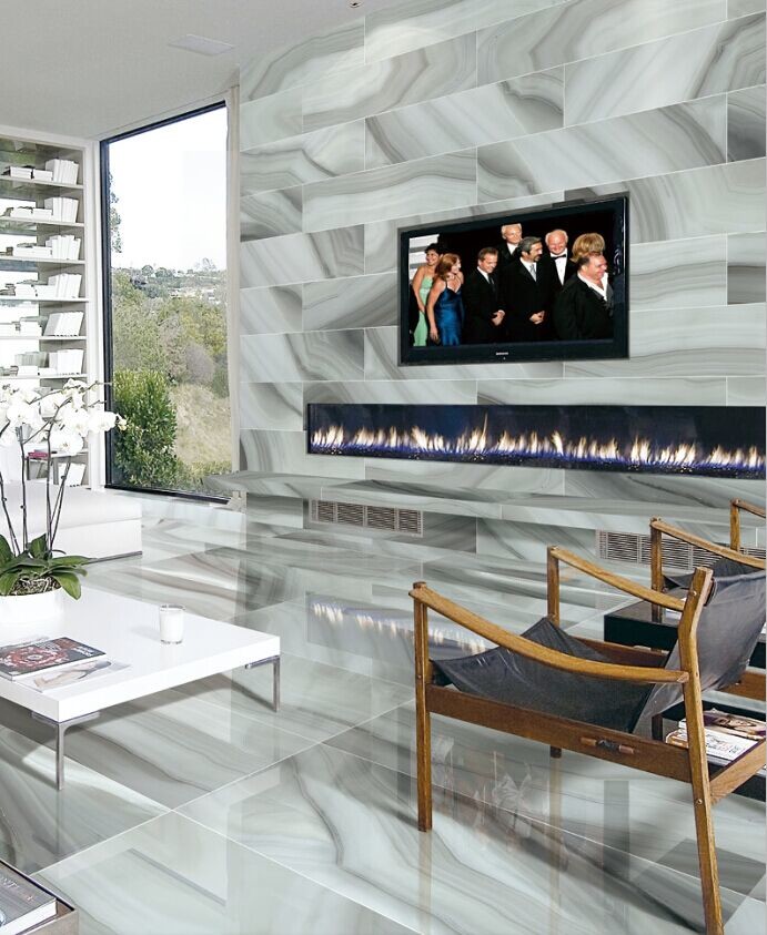 Fashionable Marble Effect Ceramic Floor Tiles For Home / Kitchen