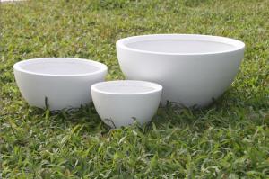 Quality Modern Round Fibre Clay Garden Pots Hand Carved Lightweight wholesale