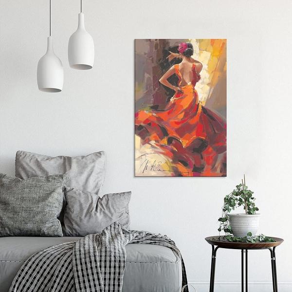 Customized Size Accepted Hand Painted Graceful Girl Dancers Canvas Poster Wall