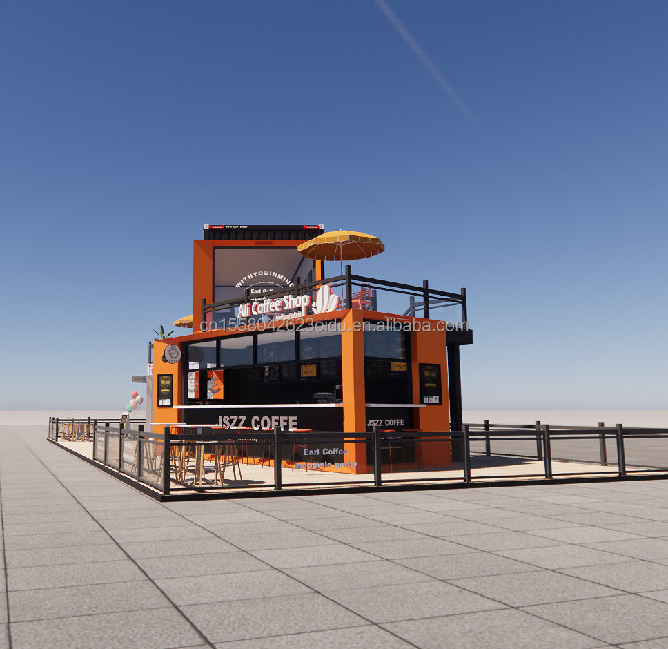 Modified Shipping Container Shop House Container Coffee Shop with Galvanized Steel Square Tubes