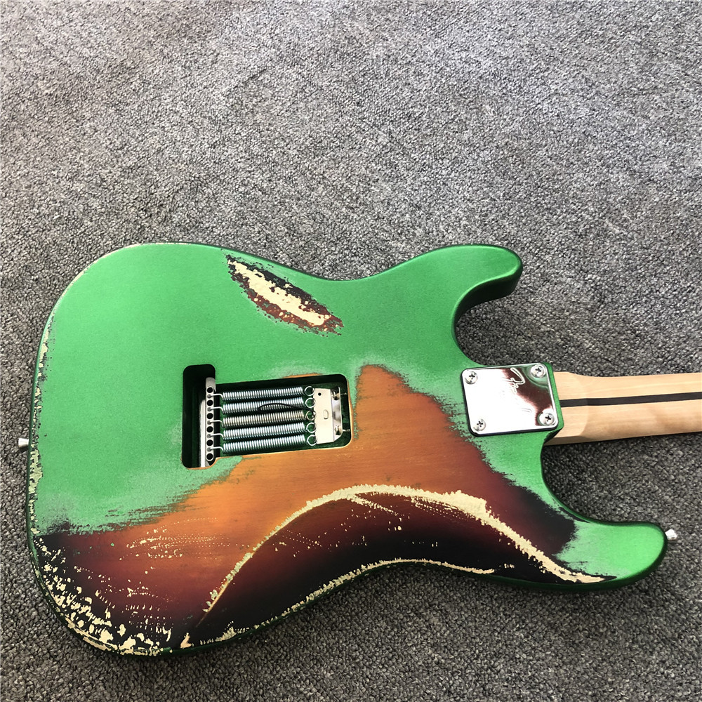 Custom handmade old SRV 100% handmade Milky white old polychromatic old electric guitar support drop shipping