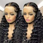 Deep Wave 13x4 13x6 Transparent Lace Front Human Hair Wig Brazilian Curly