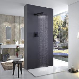 Quality Matte Black Luxury Rain Bathroom Shower Faucets Mixer Set wholesale