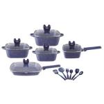 Kitchen Aluminum Cookware Set Maifan Stone Non Stick With Glass Lid