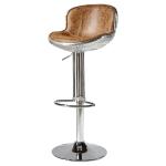 Disc Base Aluminium Aviation Black Leather Bar Stool Chairs Height Adjustable