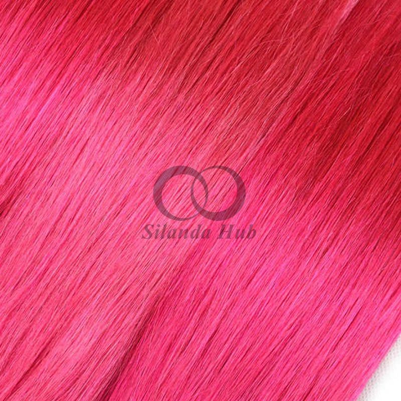 Pink Straight Remy Human Hair Bundles Sew In Weave Bundles Brazilian Bundle Deals