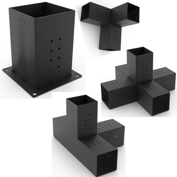 Powder Coated Outdoor 3 Way Pergola Lumber Roof Corner Connector for 4x4 6x6