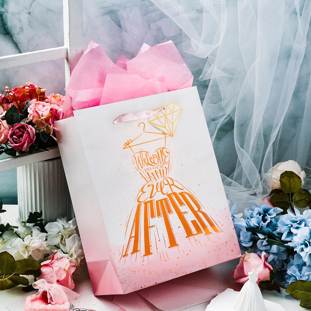 Custom Order Customised Logo Personalised Coated Paper Bag for Happy Wedding Gift