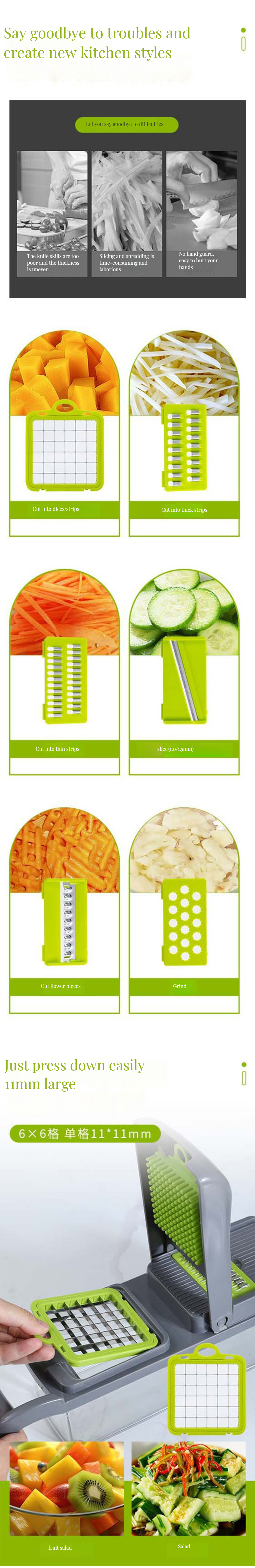 Multifunctional Stainless Steel Vegetable Cutter for Household Dicing and Shredding