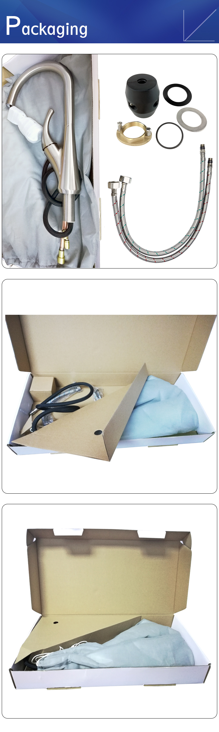 Brass Chromed 1/2*60cm SS304 Hose Pull Down Kitchen Faucet