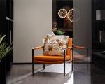 Wooden Frame Fabric Upholstered Arm Modern Leisure Chair