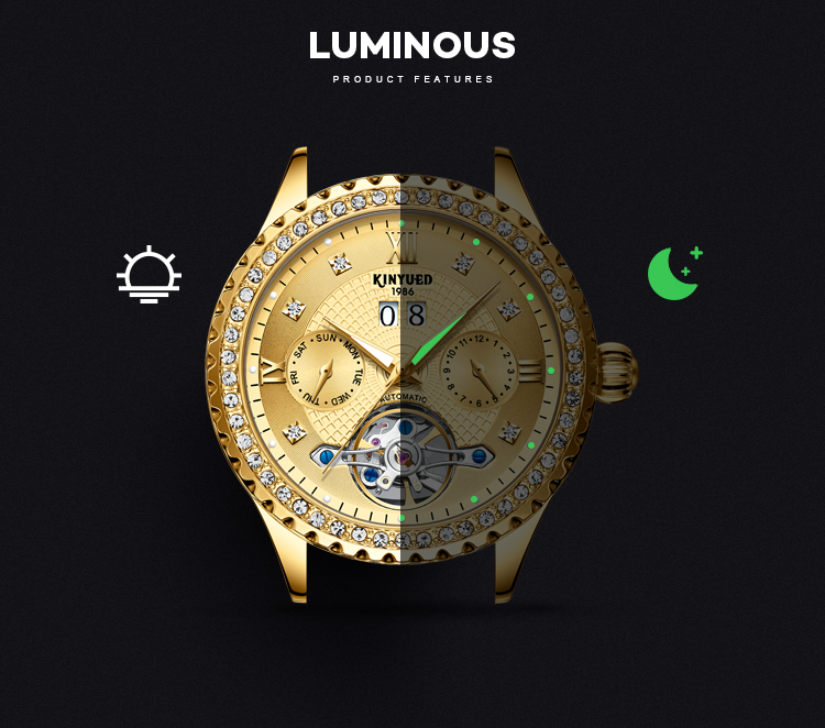 KINYUED Luxury Watch Brands Custom Water Resistant 3ATM Stainless Steel Men Watch