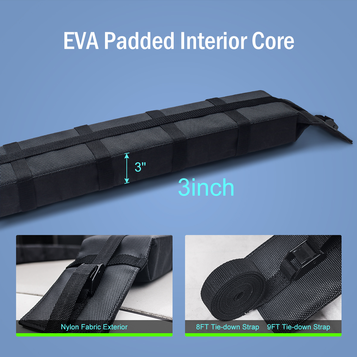 Portable Bag Included Load Capacity 65kgs Universal Fit EVA Roof Rack Pads for Kayak