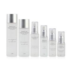Quality SGS 4oz Frosted Glass Lotion Bottle Containers Flat Shoulder With Spray Pump wholesale