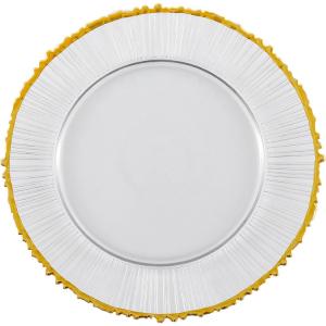 Quality 13 Inch Gold Rimmed Electroplated Crystal Glass Plates OEM wholesale