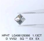 Princess synthetic CVD Hpht Lab Grown Diamonds 1.13 Ct D Color VVS2 EX