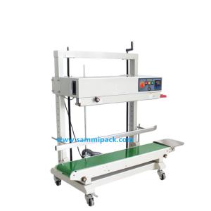 Quality FR-1100V Electric Vertical Continuous Band Sealing Machine for Food/Beverage Plastic Bags Foil Film Pouch Packaging Machine wholesale